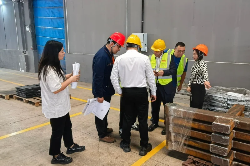 Des représentants de TESMEC visitent l'usine de fabrication de Hehua pour examiner la production et la gestion environnementale Des représentants de TESMEC visitent l'usine de fabrication de Hehua pour examiner la production et la gestion environnementale
